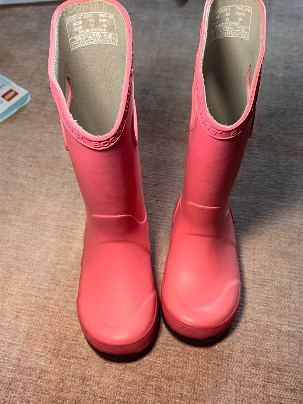 Bogs Hot Pink Kids' Waterproof Pull-On Rain Boots with Handles Size 10